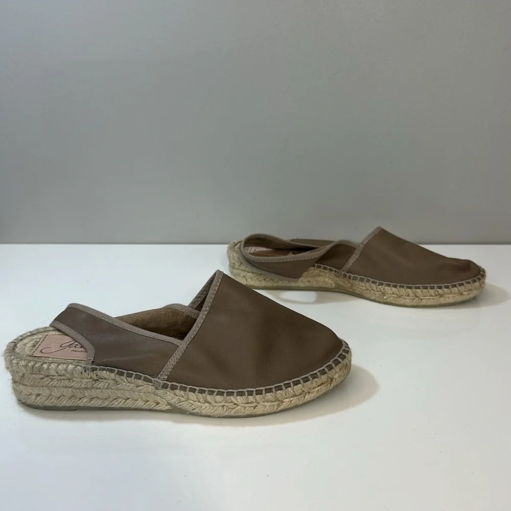 Anthropologie Gaimo Leather Slingback Espadrille Sandals Size 36(5.5)